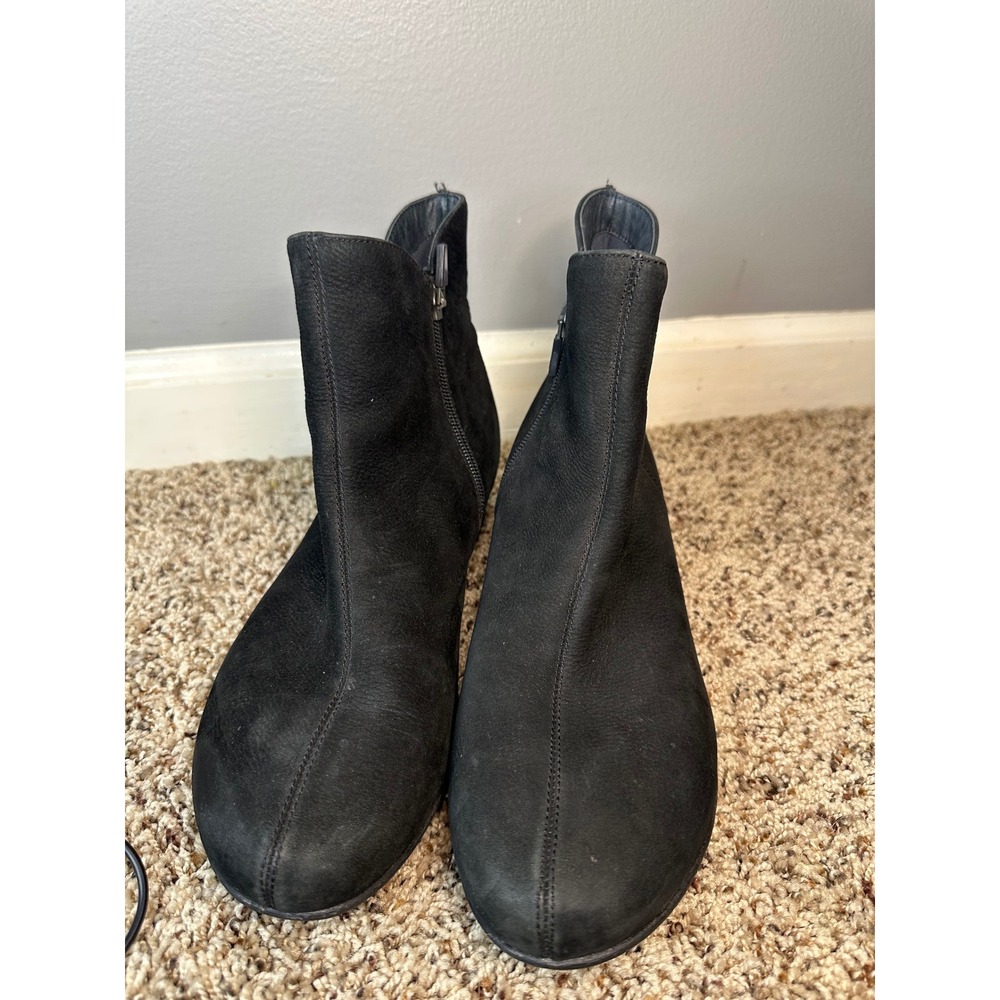 Dansko Womens Black Nubuck Leather Ankle Boots Side Zip Wedge Booties 40 - Picture 4 of 9